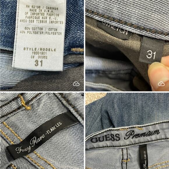 Guess womens foxy flare jeans sz 31 low rise dark wash studs Y2K 90s 00s Vtg - Picture 4 of 12